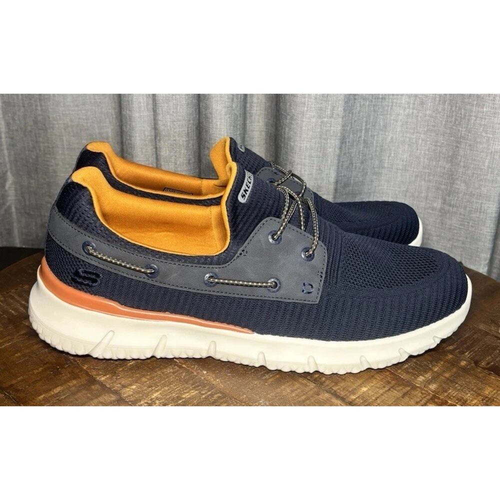 SKECHERS NEW Men's Blue Delson 3.0 Roth Bungee Slip-Ins Boat Shoes Size 13